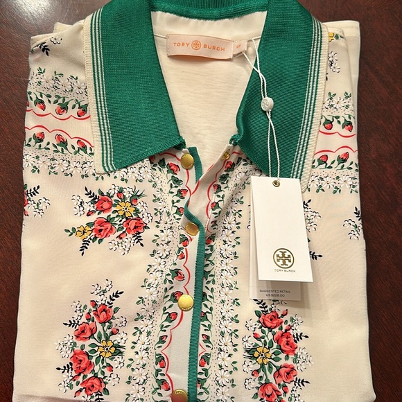 Tory Burch Floral Polo Shirt, new with tags. - Picture 1 of 6